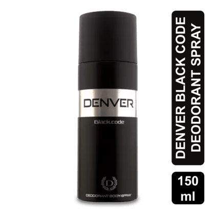 Denver Black Code Deodorant Spray, 150 ml Bottle
