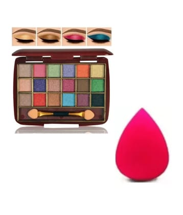 swenky 18color shimmer eyeshadow with beauty blender puff (Pack of 2)