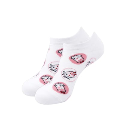 Balenzia x tokidoki strawberry milk lowcut socks for women (Pack of 1 Pair/1U) (Free Size) White-Stretchable from 19 cm to 30 cm / 1 N