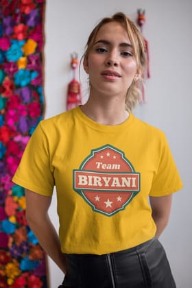 Team Biryani Exclusive Food Lovers T Shirt for Men and Women-Golden Yellow / 4XL