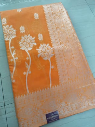 Mercerized cotton sarees-Orange 170