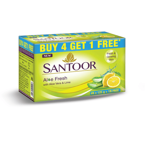 Santoor Aloe Fresh Soap With Aloe Vera And Lime, 625 gm Bar
