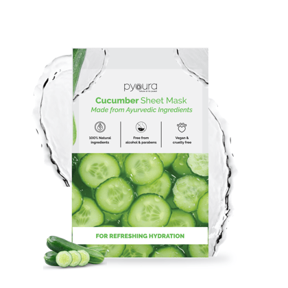 Cucumber Sheet Mask <h4> Refreshes Skin, For Refreshing Hydration <h4><h6> The serum in this sheet mask is made from 100% pure and stain free cucumber extract that hydrates and helps brightens th