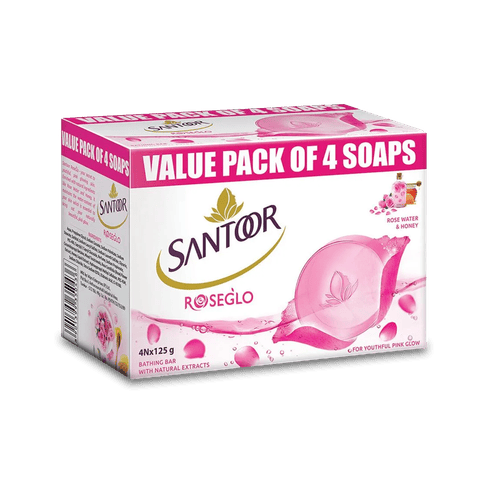 Santoor Roseglo - Soap, 375 gm Pack