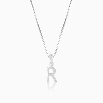 Silver R Initial Pendant with Link Chain