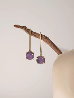 Long Amethyst Crystal Earring