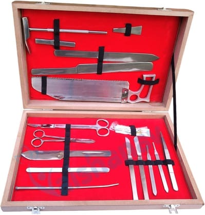 Vaishanav Premium Post Mortem Set with Wooden Box - Professional Autopsy Tools Kit for Morticians and Forensic Experts - High-Quality Stainless Steel Instrument