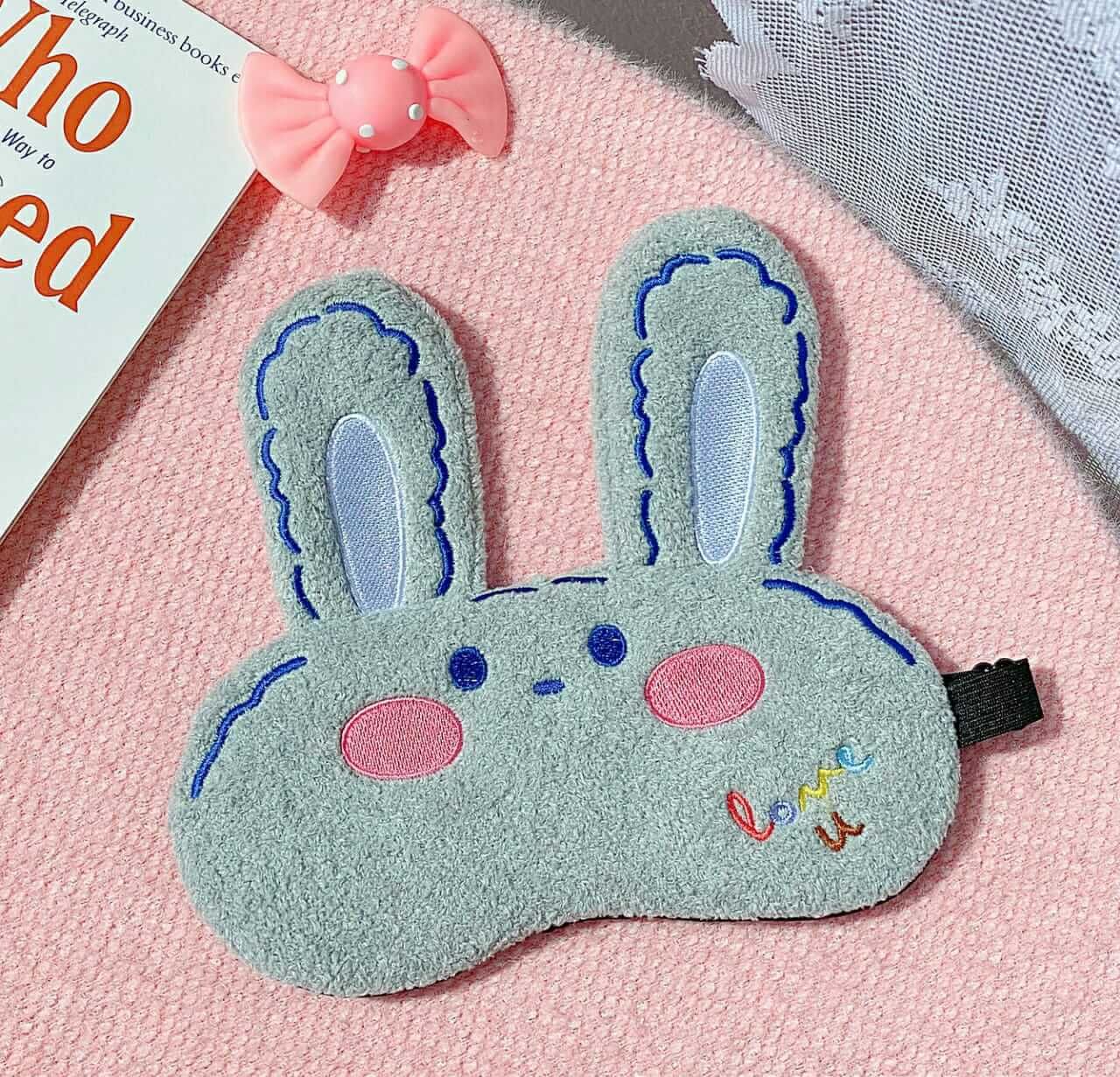 Kawaii Furry Bunny Gel Eye Mask - Single Piece-Grey