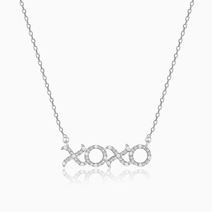Silver Zircon XOXO Necklace