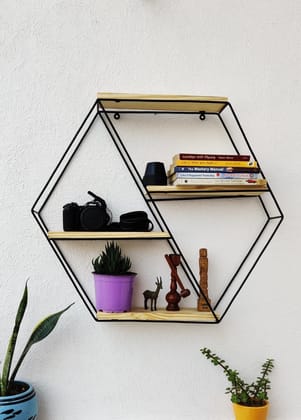 Grista Hexagonal Decorative Metal Wall Shelf