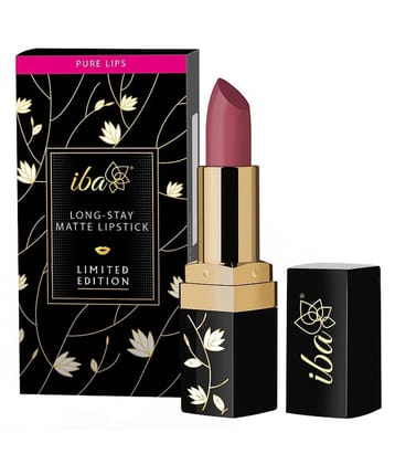 Iba Long Stay Matte Lipstick Limited Edition L02 Turkish Rose, 4g , Highly Pigmented & Long Lasting, (Pack of 1)