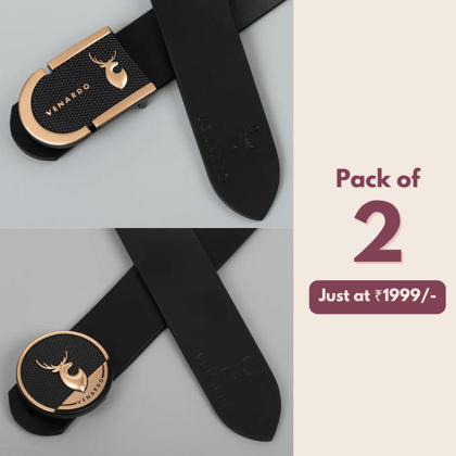 Pack of 2 - Mirical and Hitops Black Leather-Belt-28