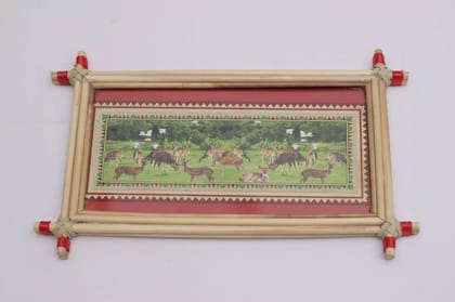 Tisser Pattachitra handpainted Palm Leaf, Wood frame