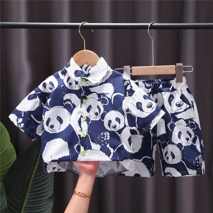 Children Cotton Clothes Baby Sport Boys Causal Full Printed Panda Shirt Shorts 2Pcs/Sets Infant Kids Fashion Toddler Tracksuits-12_18_Month
