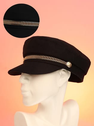 Chain-Lined Breton Cap - Midnight Black-Cap