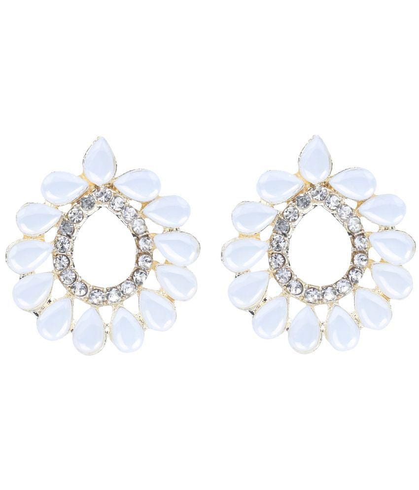 Sunhari Jewels - White Stud Earrings ( Pack of 1 ) - White