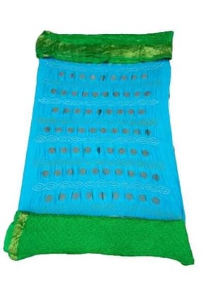 Sky Blue & Parrot Green Color Pure Silk Bandhani Dress Material  by KalaSanskruti Retail Private Limited