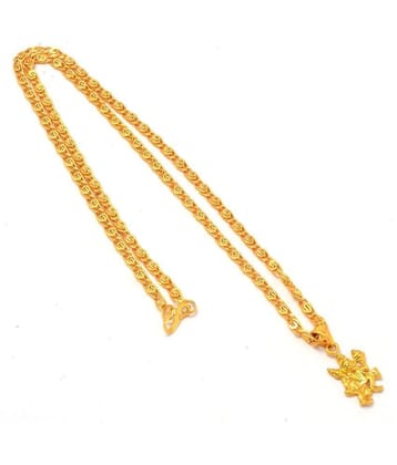 Jewar Mandi Lord Hanuman Ji Gold Plated Locket/Pendant with Link Chain Daily use for Men, Women & Girls, Boys - Golden