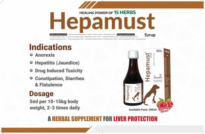 Hepamust Herbal Liver Tonic Syrup 200 ml for pets