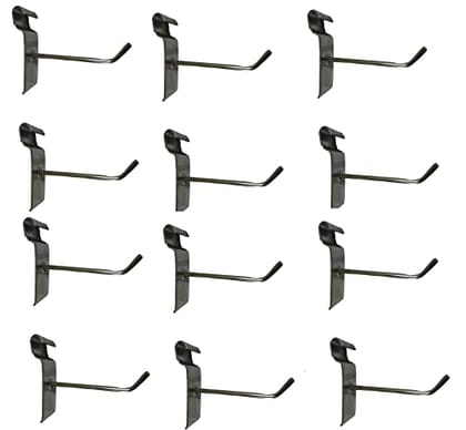 Q1 Beads 12 Pcs 12" Stainless Steel Gridwall Panel Display Hook Hanger for Showroom/Mobile Shop/Wall Mount/Clothes (12 Inch) Pack of 12 Pcs.