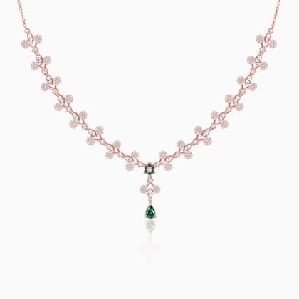 Rose Gold Regal Emerald Drop Necklace
