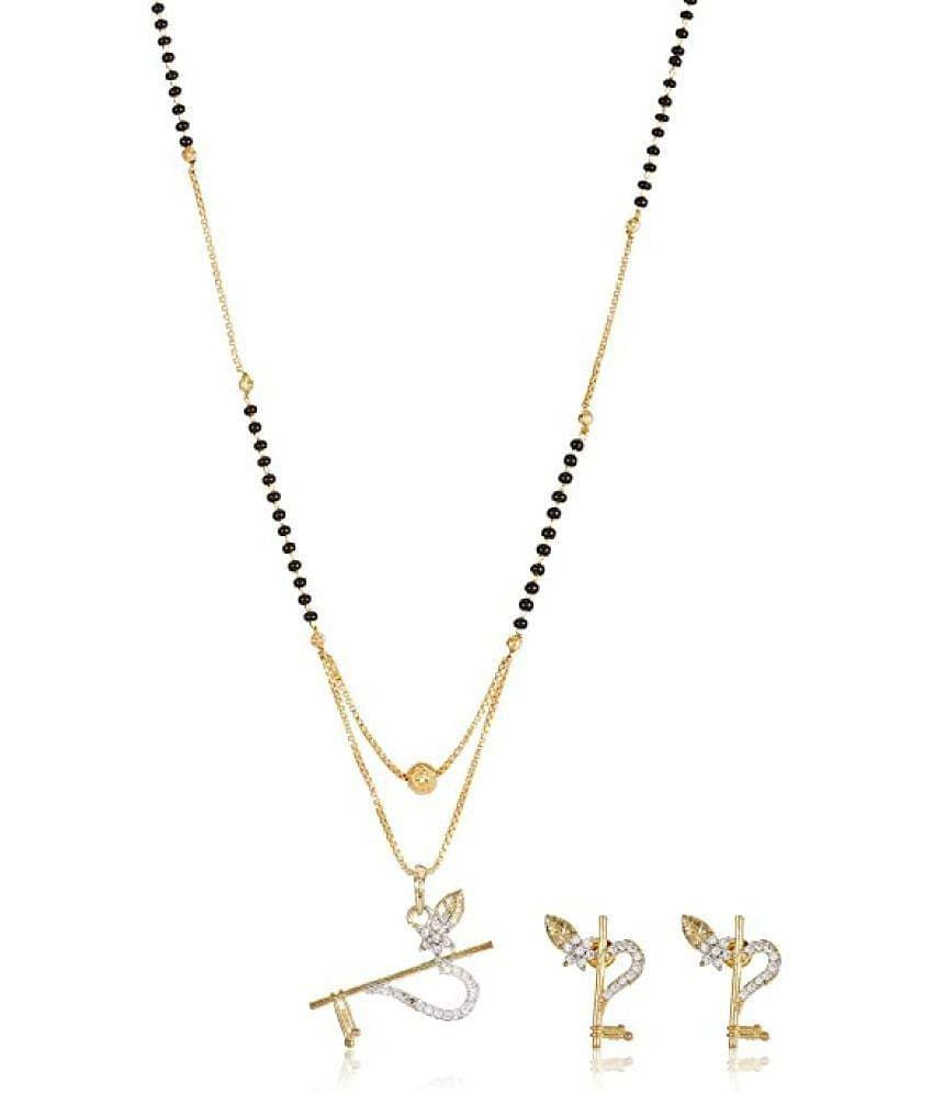 PUJVI - Golden Mangalsutra Set ( Pack of 1 ) - Golden