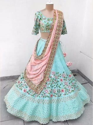 Superb Sky Blue Colour Designer Embroidered Lehenga Choli