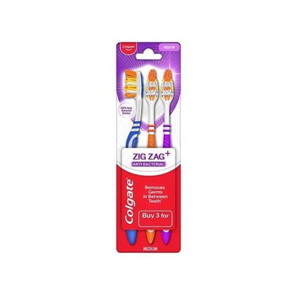 Colgate Zigzag Anti-Bacterial Toothbrush, 3 Units Pack