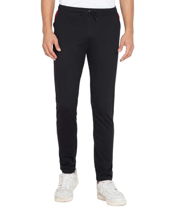 Cliths Navy Black and Red Solid Cotton Trackpant for Men-M