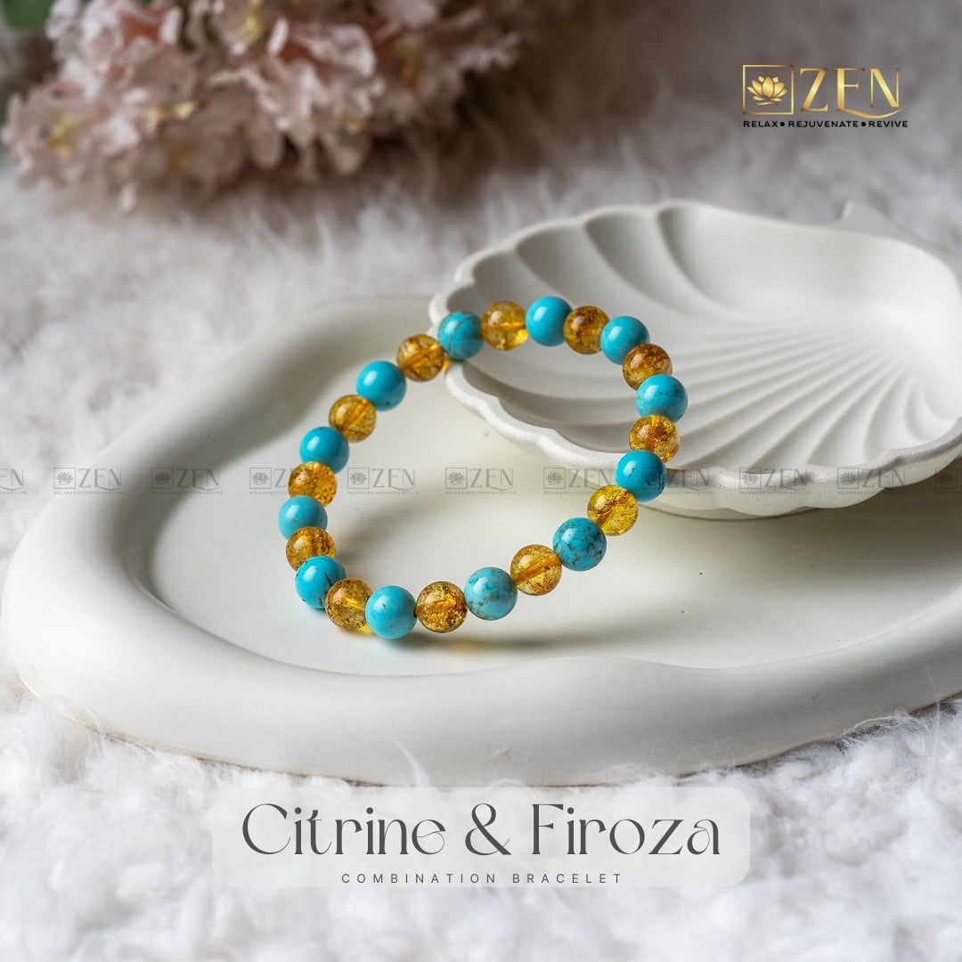 Citrine & Firoza Combination Bracelet-S - 6.5 inches (Women)