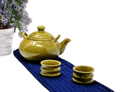 Kitchenwala Green Ceramic Teapot Set