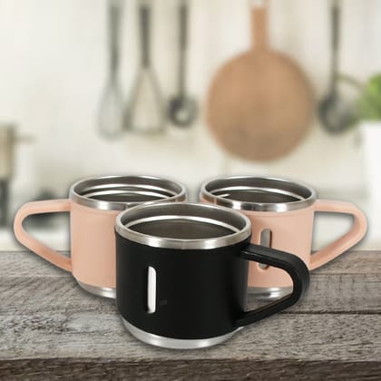 Stainless Steel Vacuum Coffee / Tea Cup, Tea Mug Hot Insulated Double Wall Stainless Steel, Coffee, and Milk Cup with Handle Easy To Carry: Coffee Cup (1 Pc / 3 pc / 6 pc)-1 pc