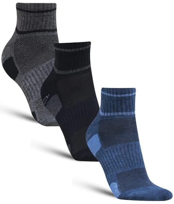 Dollar - Cotton Mens Self Design Multicolor Ankle Length Socks ( Pack of 3 ) - Multicolor