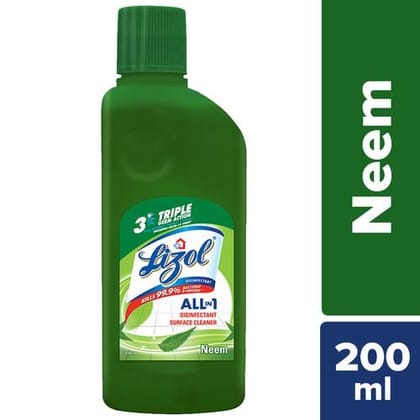 Lizol Disinfectant Surface & Floor Cleaner Liquid - Neem, 200 ml