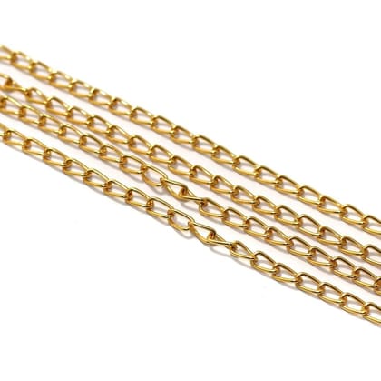 1 Mtr, 6x3mm Metal Chain Golden-Golden / Iron