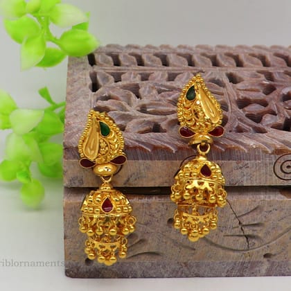 22kt yellow gold customized filigree work stud earring jhumki, amazing stunning brides jhumka earring best gifting earrings er128