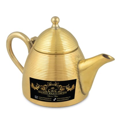 Brass Designer Kettle For Tea Lining Design 700 ML