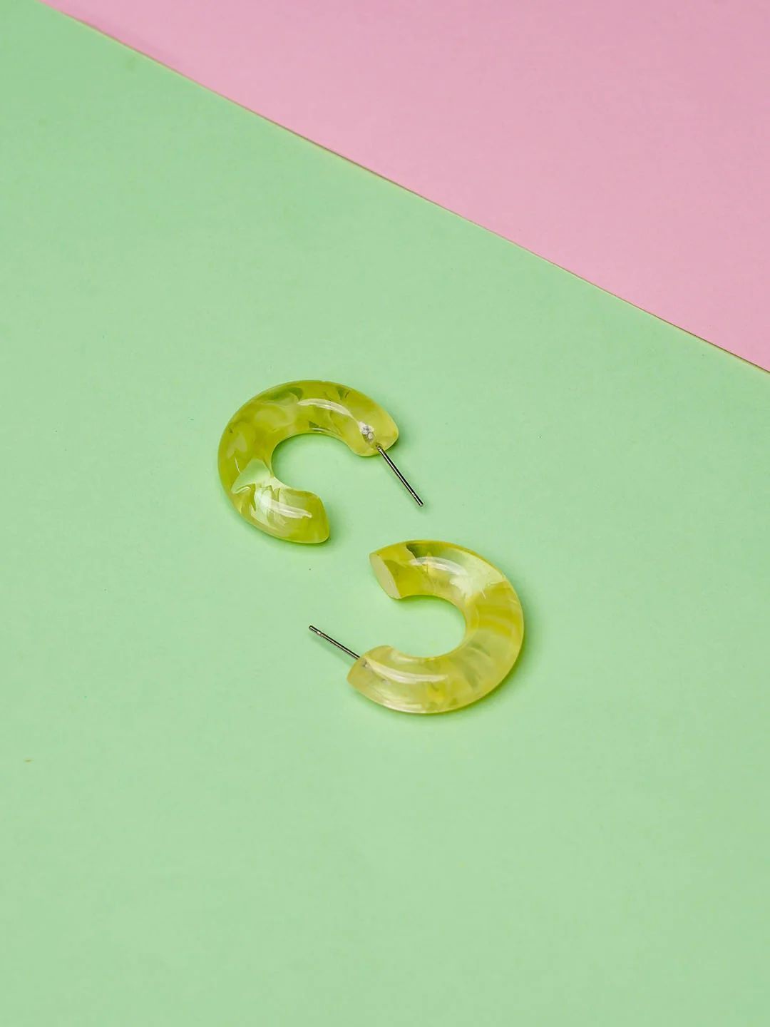 Lime Resin Hoop Earring