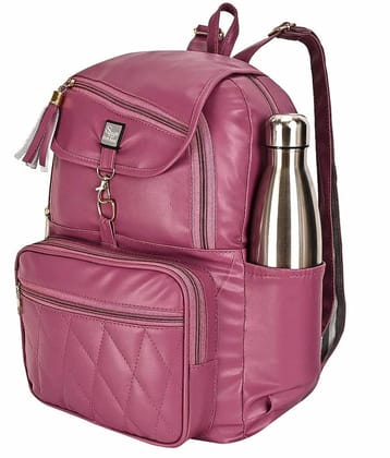 SVB BAG 30 Ltrs Pink Faux Leather College Bag - Pink