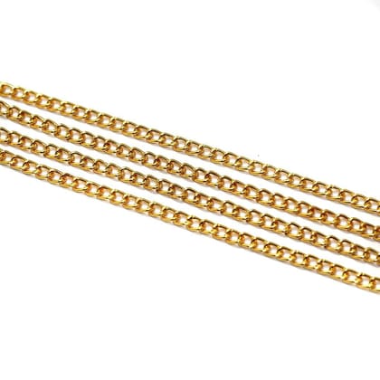 1 Mtr, 3x2mm Metal Micro Chain Golden-Golden / Iron