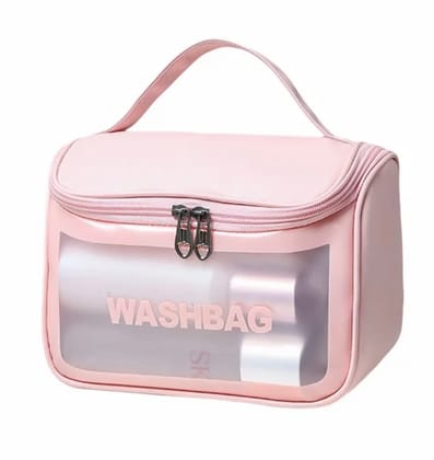 Yes BazaarCulture Clear Toiletry Bag, Wash Make Up Bag PVC Waterproof Zippered Cosmetic Bag, Portable Carry Pouch for Women Men (D Shape Multicoloured)