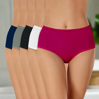 Bamboo Underwear Brief for Women - Pack of 5-Black | Maroon | Navy Blue | Dark Grey | Off White / Small