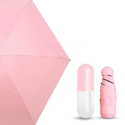 Frabble8 Stylish & Compact Capsule Travel Umbrella 4 fold, UV Proof Windproof (Colour -Pink, Compact - 85 cm Diameter, Perfect for 1 Person) - Pink