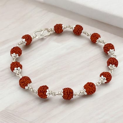 Silver Rudraksha Bracelet-21 Cm