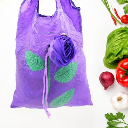 7741 Foldable Bag Cute Rose Shape Cover Reusable bag Naylon Bag Nylon Shopping Carry Bags Large Reusable Foldable Bag, Eco Friendly Shopping, Folds to Pocket Size (1Pc)