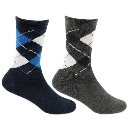 Kids Argyle Multicoloured Woolen Crew Length Socks- Pack of 2 Assorted 3 - 5 Years