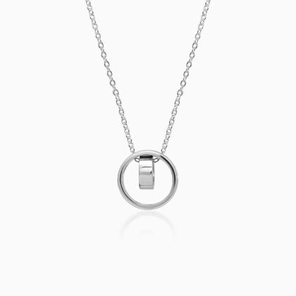 Silver Dual Ring Pendant with Link Chain