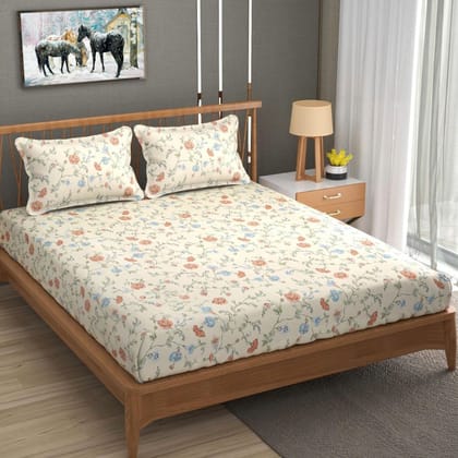Premium Cotton Elastic Fitted King Size Bedsheet with 2 Pillow Covers (BUY1 GET1 FREE)