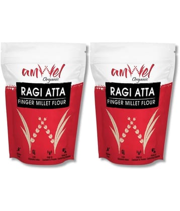 Amwel Ragi Atta | Finger Millet Flour | Diabetic Friendly Gluten Free  900 gm Pack of 2
