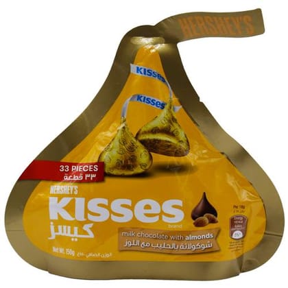 Hershey's Kisses Milk Chocolate With Almonds, 150 gm
